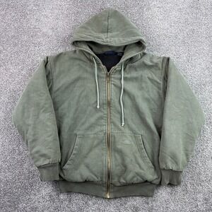 Vintage Profile Varsity Hoodie Mens M Green Thermal Lined Zip Heavyweight